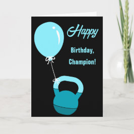 Athlete Kettlebell Balloon Happy Birthday Champion Kort