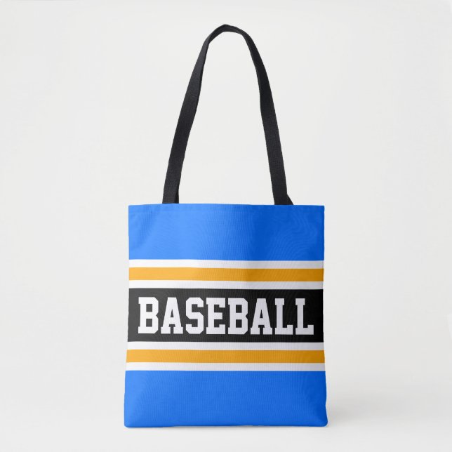 Athletic BASEBALL Bright Blue Black Gult Rand Tygkasse (Framsida)