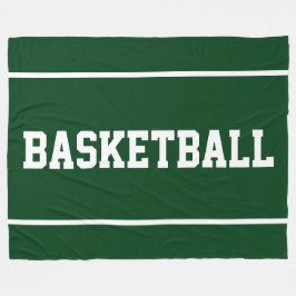 Athletic BASKETBALL Text Stripes On Deep Green Fleecefilt