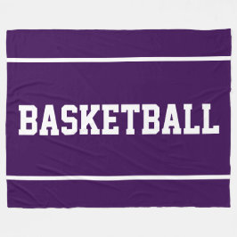 Athletic BASKETBALL Text Stripes On Deep Purple Fleecefilt