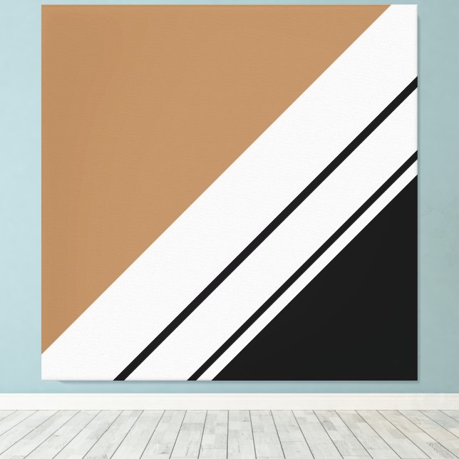 Athletic Black Light Brown White Tävla Rand Canvastryck (Insitu (trägolv))