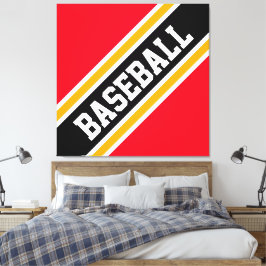 Athletic Bold Red Black BASEBALL Rand Canvastryck