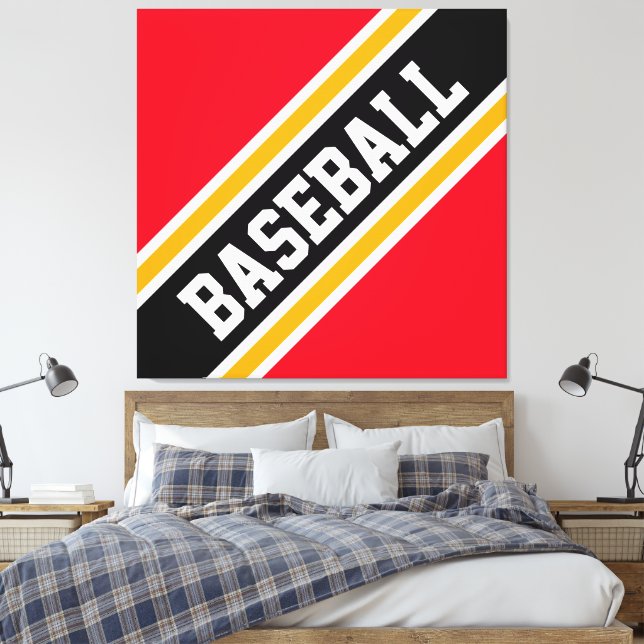Athletic Bold Red Black BASEBALL Rand Canvastryck (Insitu (sovrum))