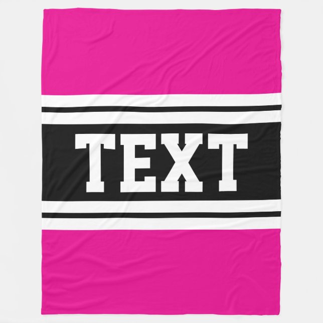 Athletic Bright Rosa Black White Tävla Rand Fleecefilt (Framsidan)