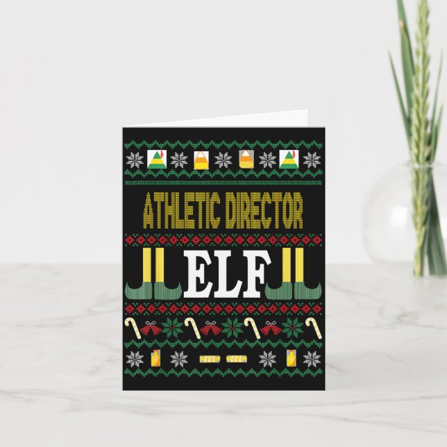 Athletic Director Elf Funny Christmas Gift  Kort (Framsida)