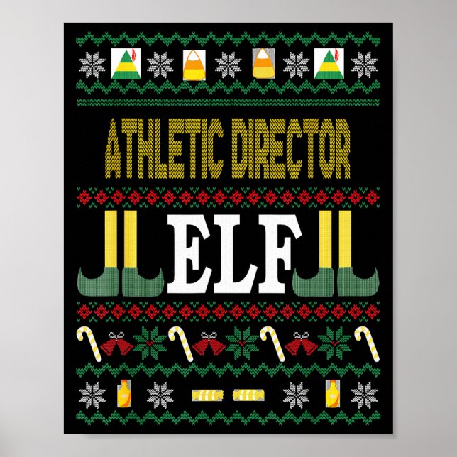 Athletic Director Elf Funny Christmas Gift  Poster (Framsidan)