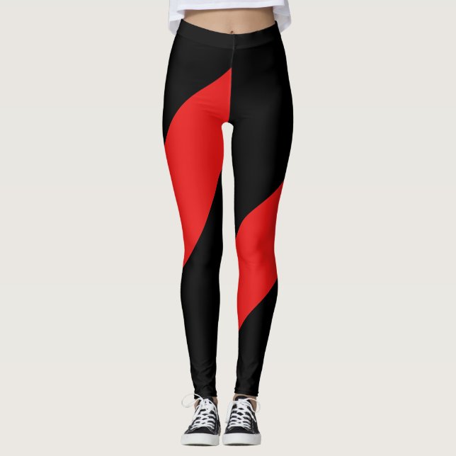 Athletic Dynamic Black and Red Leggings (Framsida)