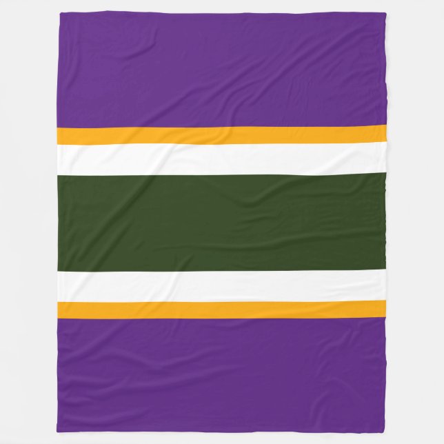 Athletic Grönt Lila White Gult Tävla Rand Fleecefilt (Framsidan)