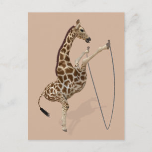 Athletic Rope Jumping Giraffe Vykort