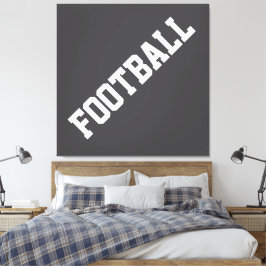 Athletic Slant White FOOTBALL Text på Sporty Grått Canvastryck