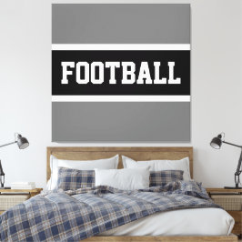 Athletic Sporty Black White Grått FOOTBALL Rand Canvastryck