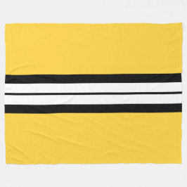 Athletic Sporty Black White Gult Tävla Rand Fleecefilt