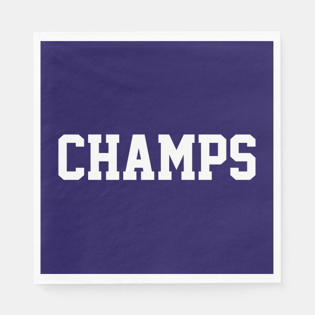Athletic Sporty Bold Navy Blue CHAMPS White Text  Pappersservett (Framsidan)