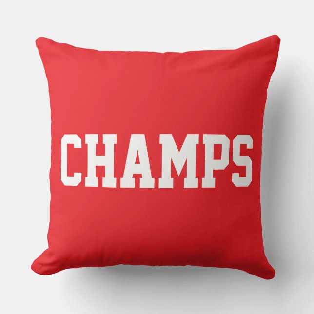 Athletic Sporty CHAMPS White Text On Bright Red Kudde (Framsida)