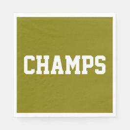 Athletic Sporty Golden Olive CHAMPS White Text  Pappersservett