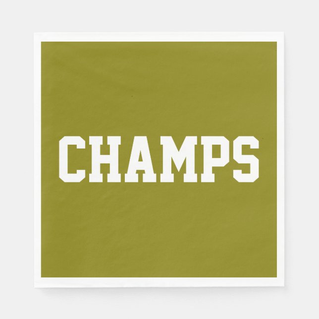 Athletic Sporty Golden Olive CHAMPS White Text  Pappersservett (Framsidan)