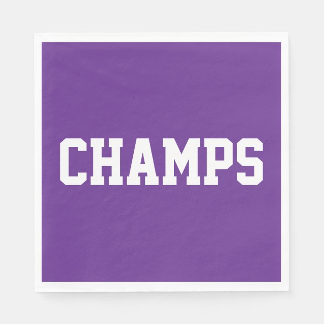 Athletic Sporty Royal Purple CHAMPS White Text  Pappersservett (Framsidan)