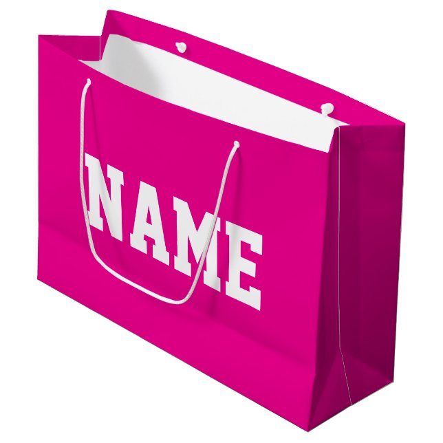 Athletic YOUR NAME White Text On Bright Hot Pink (Framsidan Vinklad)