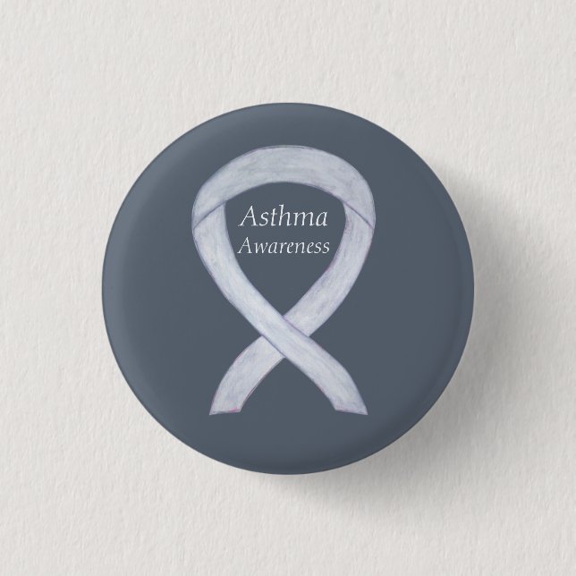 Athma Awareness Ribbon Anpassningsbar Art Pin Butt Knapp (Framsida)