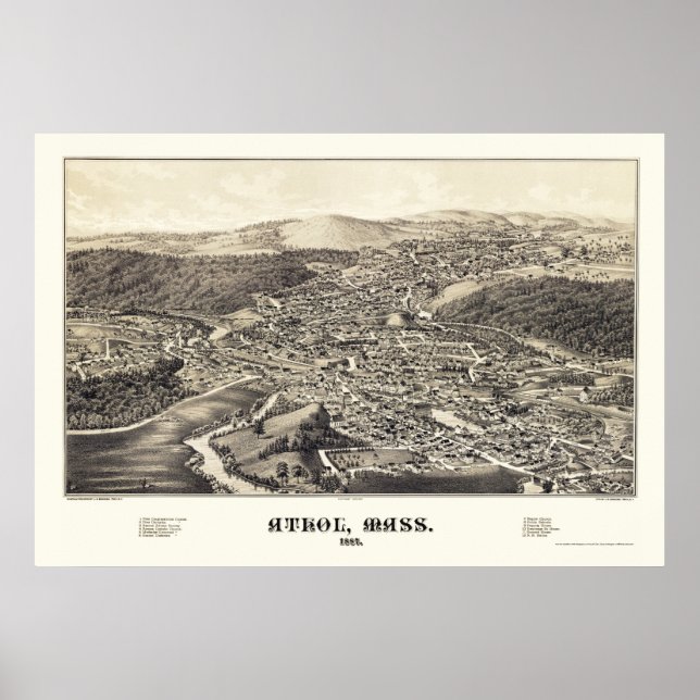 Athol, MORSA Panoramic Karta - 1887 Poster (Framsidan)