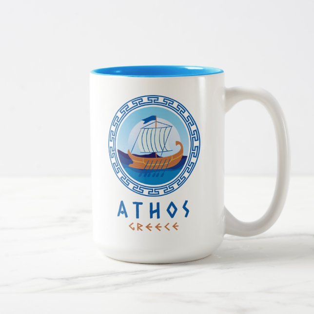 Athos, Grekland Grekisk fartygsdesign Två-Tonad Mugg (Höger)