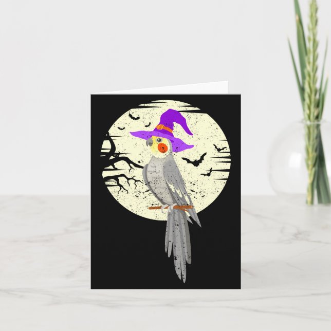 Atiel Bird Witch Hat Funny Halloween Animal Lover  Kort (Framsida)