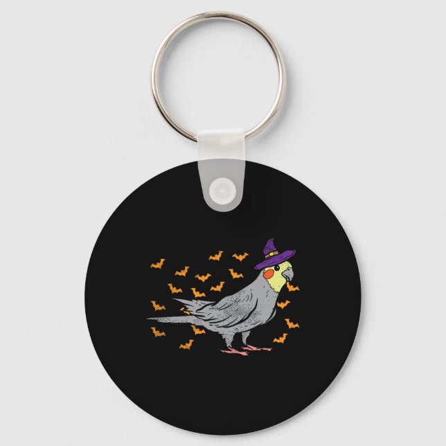 Atiel Bird Witch Hat Halloween Animal Lover Gift Nyckelring (Framsida)