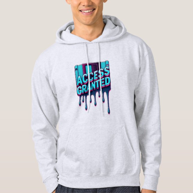 Åtkomst tillåten | Retro Hacker Diskett Grafik Hoodie (Framsida)