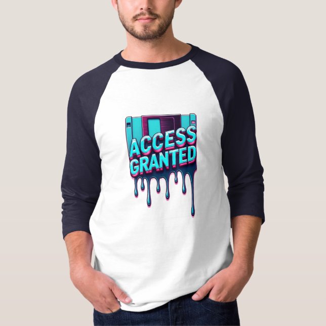 Åtkomst tillåten | Retro Hacker Diskettgrafik T Shirt (Framsida)