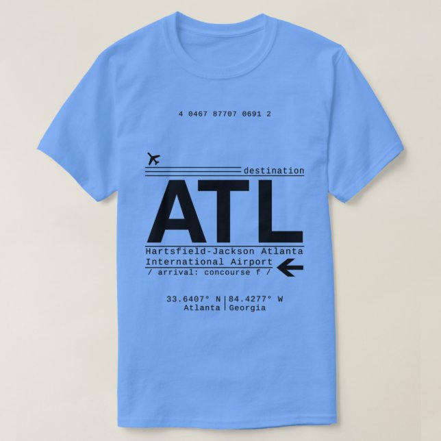 ATL Atlanta Internationell Airport Call Brev T Shirt (Design framsida)