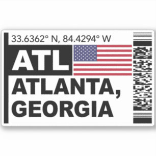 ATL Atlanta Ombordstigningskort - Georgia Resa Klistermärken