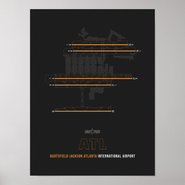 ATL - flygplatsdiagram för Atlanta Poster (Framsidan)