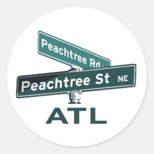 ATL Peachtree Signs Runt Klistermärke