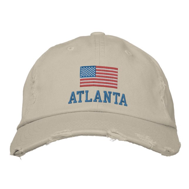 Atlanta American Flagga Baseball Cap Broderad Keps (Framsida)