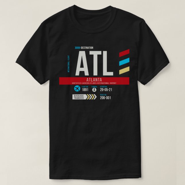Atlanta ATL Airport Code Baggage Märkre T Shirt (Design framsida)