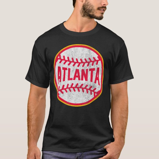 Atlanta Baseball Throwback T Shirt (Framsida)