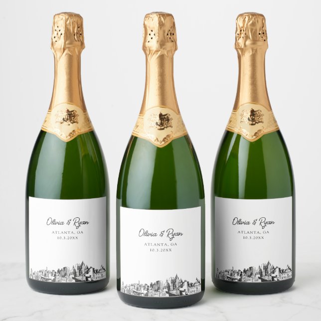 Atlanta Bröllop Personlig Champagne Label (Flaskor)