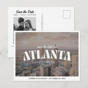 Atlanta Bröllop Spara datum Downtown Retro Vykort