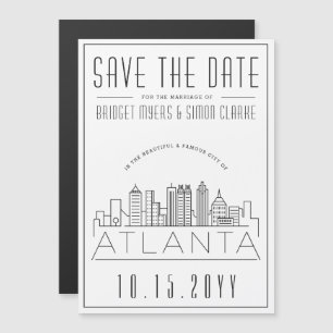 Atlanta Bröllop   Stiliserad Siluett Spara Datum Magnetisk Inbjudningskort
