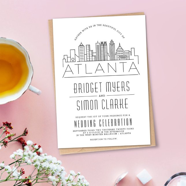 Atlanta Bröllop | Stiliserad Skyline-inbjudan Inbjudningar (Skapare uppladdad)