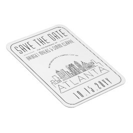 Atlanta, Bröllop | Stiliserad Skyline Spara datum Magnet