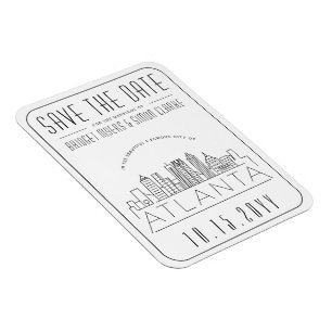 Atlanta, Bröllop   Stiliserad Skyline Spara datum Magnet