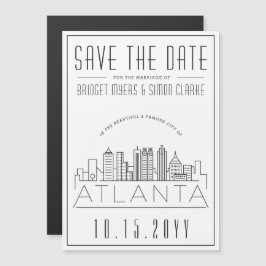 Atlanta Bröllop | Stiliserad Skyline Spara datum Magnetisk Inbjudningskort
