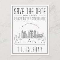 Atlanta Bröllop | Stiliserad Skyline Spara datum