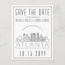 Atlanta Bröllop | Stiliserad Skyline Spara datum Vykort