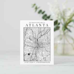Atlanta City Karta + Location Marker Postcard Vykort