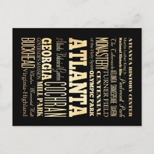 Atlanta City of Georgia State Typography Art Vykort