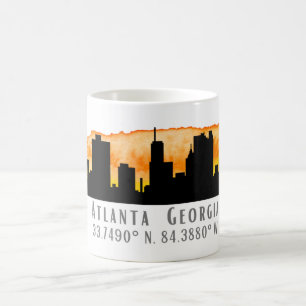 Atlanta City Skyline Karta Coordinates Kaffemugg
