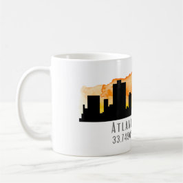 Atlanta City Skyline Karta Coordinates Kaffemugg