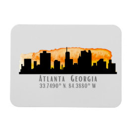 Atlanta City Skyline Karta Coordinates Magnet